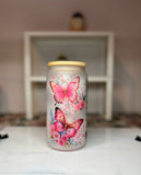 She is pink butterfly 16 oz Glass Tumbler