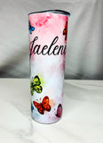 Pink Tumbler with butterflies
