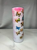 Pink Tumbler with butterflies
