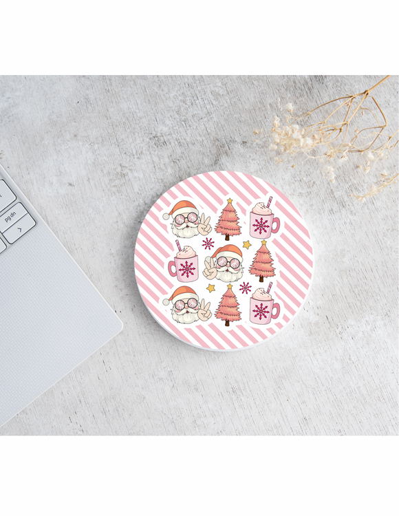 Coffee Pink Christmas Coaster