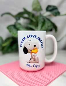 Teach love inspire dog mug