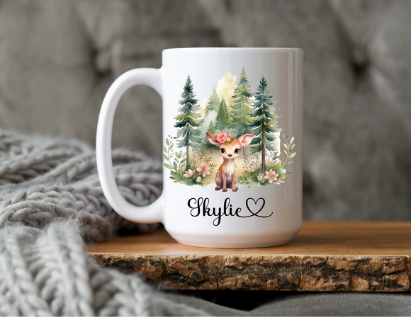 Deer in the woods mug