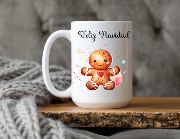 Feliz Navidad gingerbead man mug