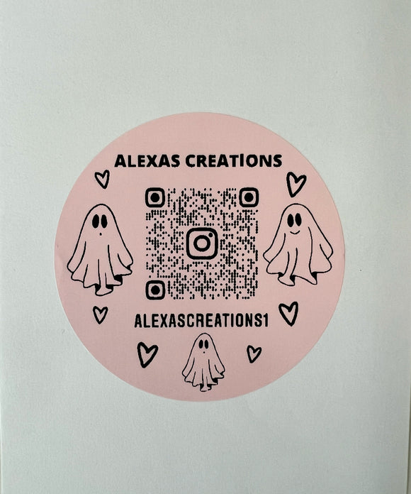 Pink Heart Ghost QR Code Label