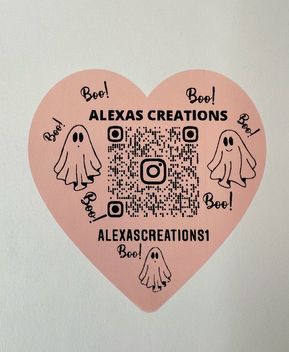 Pretty Pink Boo Ghost QR Code Label