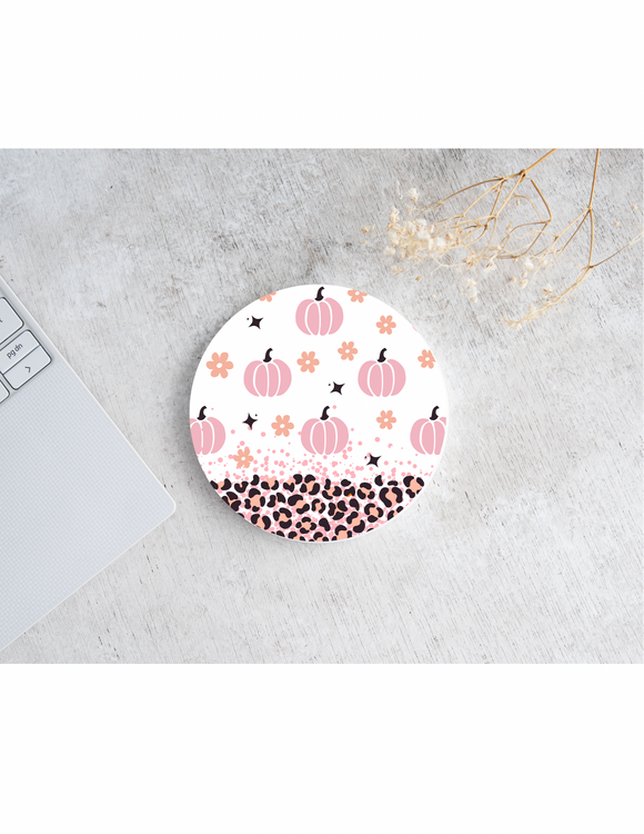 Pink Cheetah Pumpkin Coaster