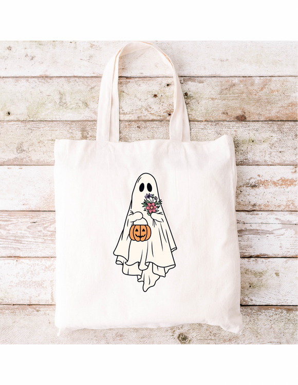 Pumpkin floal ghost 1 Tote Bag