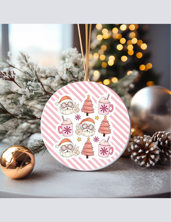 Coffee Pink Christmas Ornament