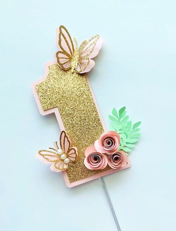 Number Cake Topper with Roses