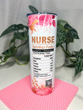 Floral nurse stainless steel tumbler 20 oz