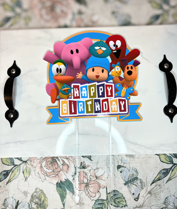 Pink Elephant and friends Cake Topper