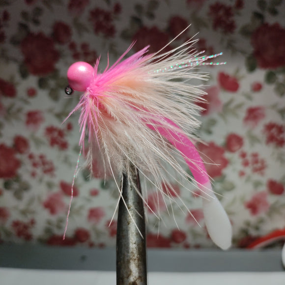 Pink Pearl Head/Peach Pink  Worm Steelhead Jigs