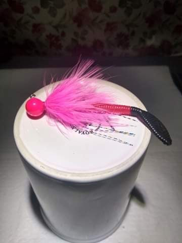 Cerise Head/ Cerise Pink Worm Steelhead Jigs