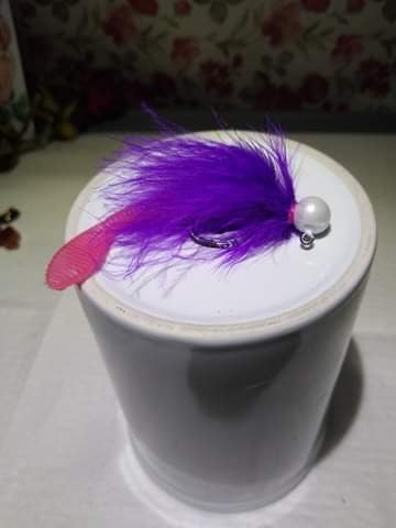 White Pearl/ Purple Worm Steelhead Jigs