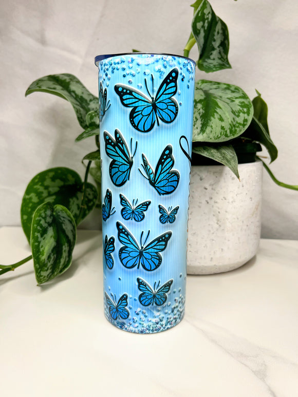 Blue butterfly tumbler