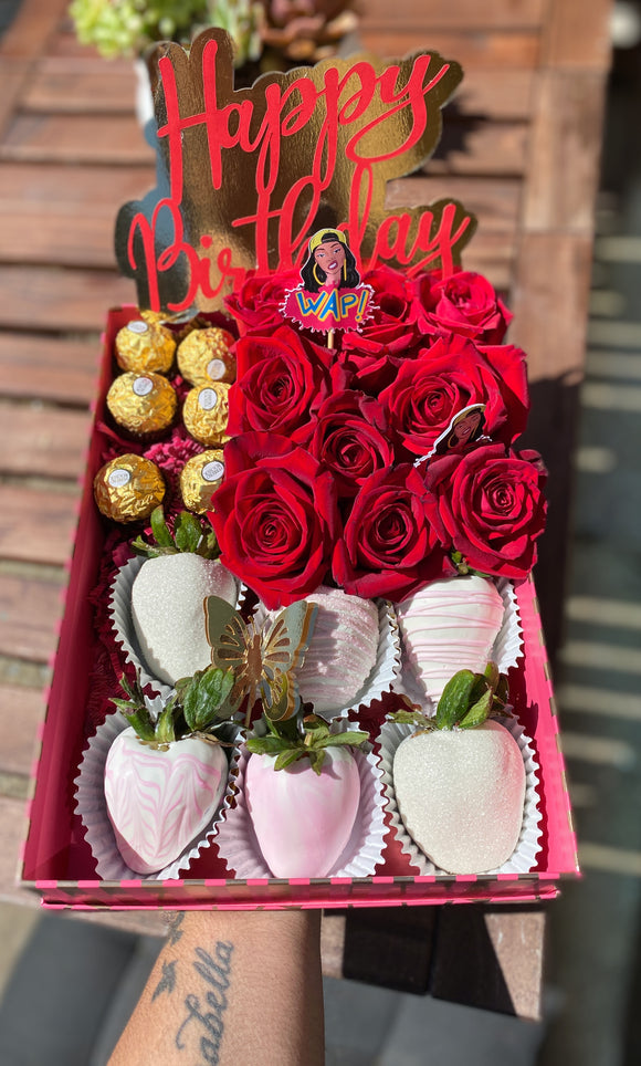 Roses gift box with chocolates